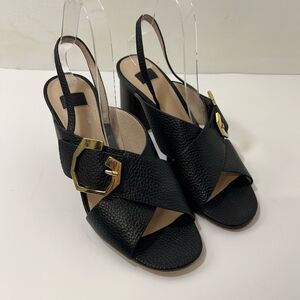 Louise et Cie Karna Leather Slingback Dress Sandals Black LO-KARNA Size 8.5